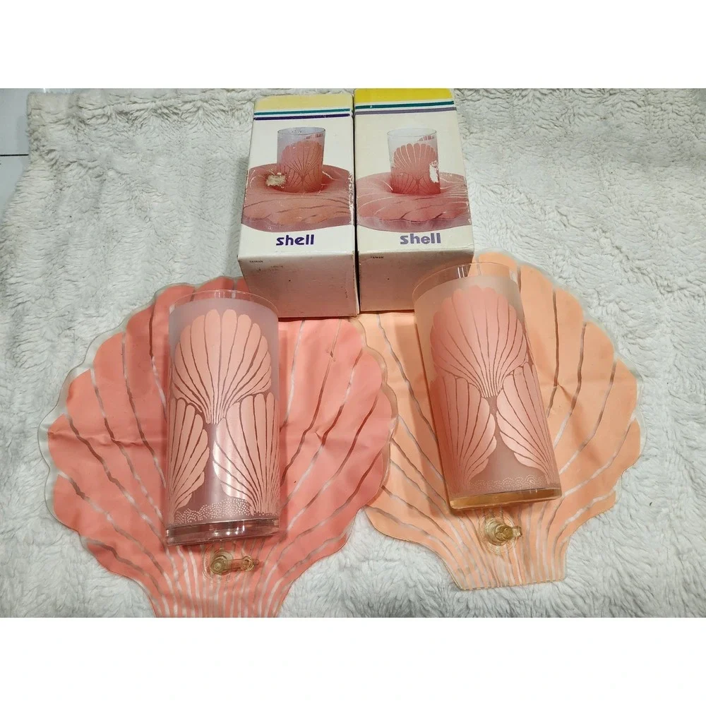 Vintage Splash Ware Floating Coaster with 20oz Cooler Cup Set - Shell Design